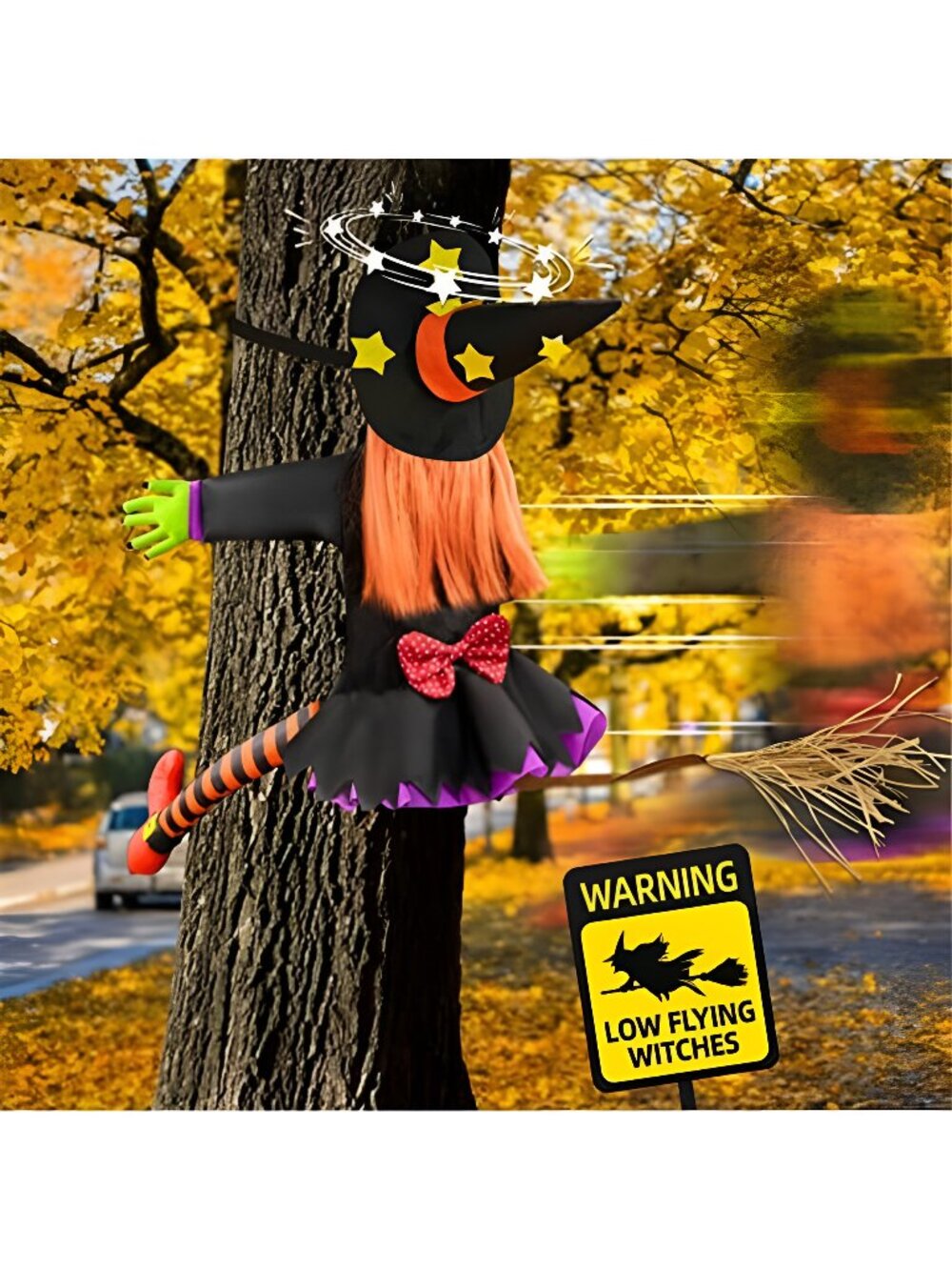 Halloween Decorations Outdoor Crashing Witch: 44'' Flying Crashed Witches